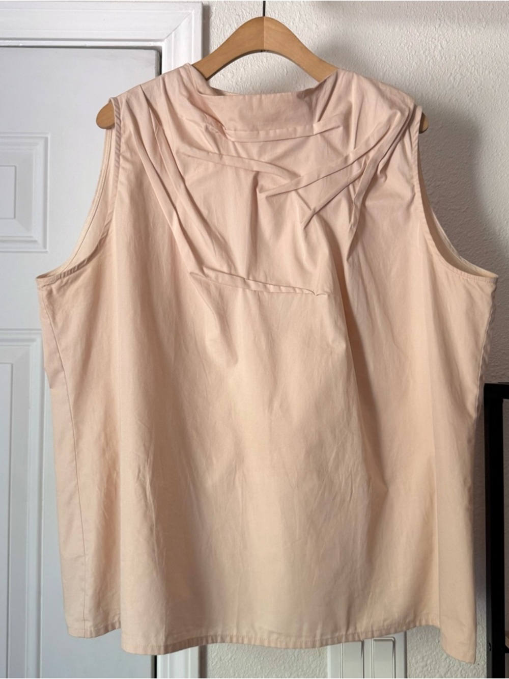 MARCELLA NYC peach pink cotton draped sleeveless boxy tank top